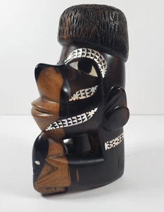 Carved Solid Wood Prow Head Handcrafted w/Mother of Peal Inlay Solomon Islands - Picture 1 of 13