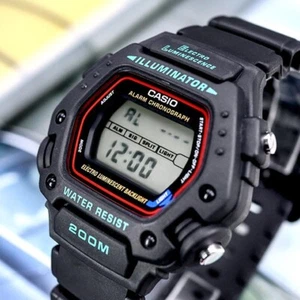 Casio Mens Black Classic 200m Sports Watch Alarm DW-290-1V New Original DW-290-1 - Picture 1 of 4