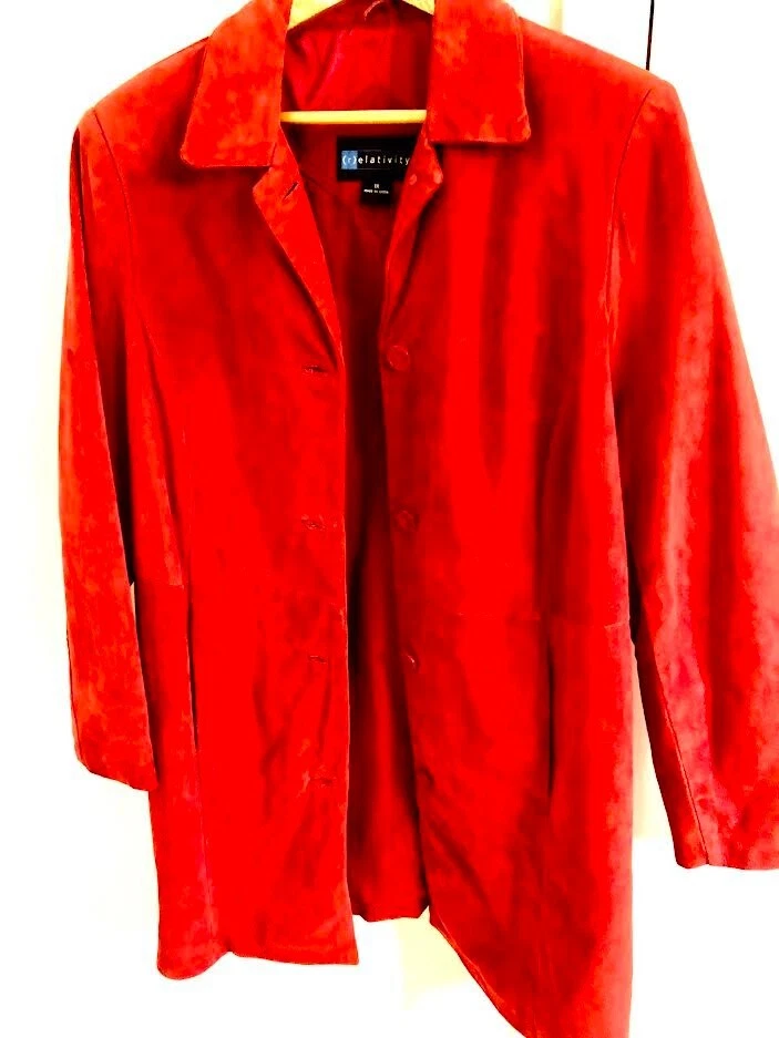 Relativity Women's Suede Button-Up Jacket - Red Size 1X - Image 1 of 4
