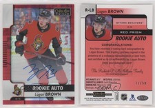 2017-18 O-Pee-Chee Platinum Autos Red Prism /50 Logan Brown #R-LB Rookie Auto RC