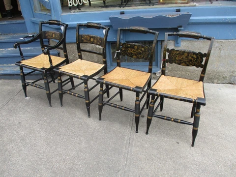 Four Vintage Signed Hitchcock  Dinning Chairs Cover