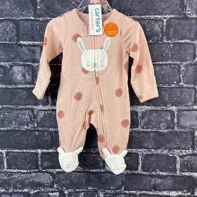 Just One You Newborn Carter's Bunny 2-Way Zip PJs Pink - Image 1 of 4