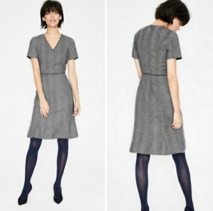 BODEN Albany Tweed Dress Herringbone Size US 12R UK 16R Navy Ivory $220 D7