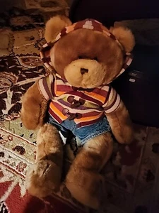 Build A Bear, Bear In Jean Shorts And Hooded Sweater - Picture 1 of 3
