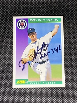 Jerry Don Gleaton Detroit Tigers 1992 Score Signed Auto Card #375 ~ COA - Image 1 of 3