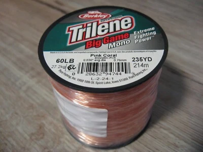 Línea de pesca mono Berkley Trilene Big Game 60 lb 235 yardas color coral rosa Foto 1 de 4