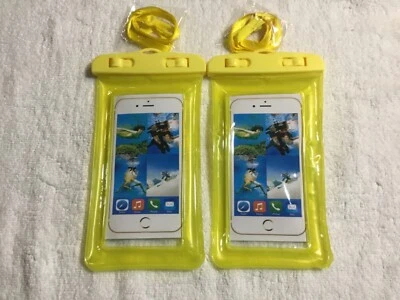 Waterproof Floating Cell Phone Pouch Dry Bag Case Cover With lanyard NEW YELLOW - Image 1 of 3