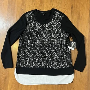 Simply Vera Wang Top Womens Knit Blouse Ribbed Career Y2K Lagenlook XL - Picture 1 of 8