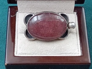Sterling Silver Bolo Slide w. Cabochon Agate Gemstone Setting: 1.5" x .75" & 14g - Picture 1 of 6