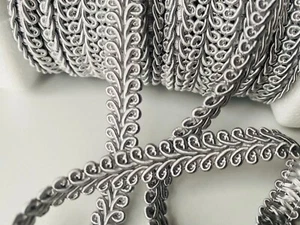 Viskose Zopf Kordel Gimp Roll Textil Kissen Borte Vorhänge 10 mm - Silber - Bild 1 von 5