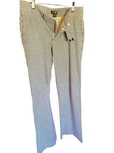 Bitten Sarah Jessica Parker Seersucker Cotton Wide Leg Pant Grey White Size 6 - Picture 1 of 6