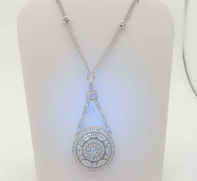 Collar de diamantes de oro blanco de 18k regalo de novia esposa potenciador cadena de diamantes 16" N254 Foto 1 de 4