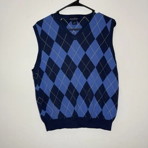 Brooks Brothers Small Argyle Sweater Vest Cotton Blue Preppy Academia Office - Picture 1 of 4