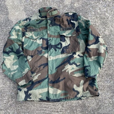 US Army M65 Woodland Camo Field Jacket Coat Cold Weather Medium Regular w/ Liner - Image 1 of 4
