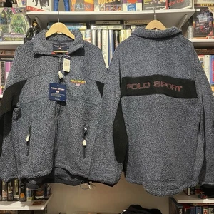 Nwt! Vintage 1990s 90s Polo Sport Ralph Lauren Rl-2000 Spellout Fleece Jacket L - Picture 1 of 7