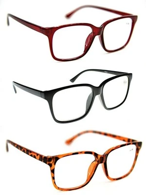 FADS & FASHIONS Stilvolle Geek/Nerd Lesebrille mit großem Gestell modische Metallklappbar 3 Farben TN44