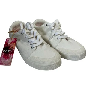 Roxy Pierview White Canvas Lace Up Low Top Cushion Sneaker Size 9 New w/Tag NWOB - Picture 1 of 16