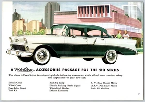 1956 Chevy 210 Serie grün & weiß Spezifikationen Broschüre Druckanzeige 9 x 6,25" - Bild 1 von 4