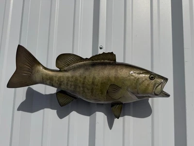20" Smallmouth Bass Two Sided Fish Mount Replica - Green- Quick Production - Image 1 of 4
