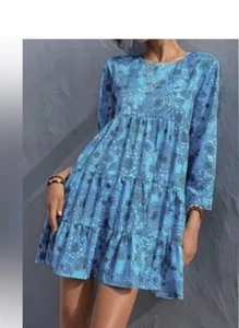 Zara Women’s Floral Poplin Dress Size S Babydoll western boho Cottagecore - Picture 1 of 7
