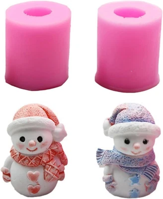 2Pcs 3D Snowman Silicone Molds for Candle Soap Resin Christmas Crafts - Image 1 of 4