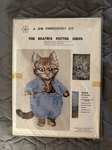 Vintage Jem England Beatrix Potter Serie Tom Kitten Stickerei Crewel Kit selten - Bild 1 von 5