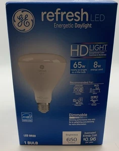GE Refresh LED Daylight HD Light Bulb BR30 8W 65W Replacement 650 Lumen Dimmable - Picture 1 of 11