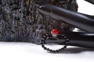 Edelstein Schwarzer Spinell & Roter Achat Ring ca. 5,7cm - Bild 1 von 2