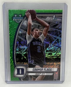 2024-25 Bowman University Chrome - Cooper Flagg #16 Green Shimmer Refractor (RC) - Picture 1 of 2