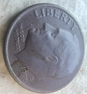1990 D Roosevelt Dime Missing Clad & Off Center Error Black Patina 2.1 g FS - Picture 1 of 4