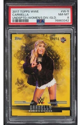 2017 Topps WWE Undisputed Women's Division Gold Carmella ROOKIE /10 #W-5 PSA 8 - Image 1 of 2