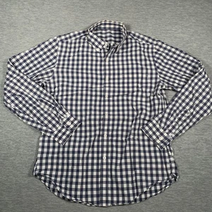 J Crew Hemd Herren mittelblau weiß Gingham kariert Button Down leichte Baumwolle - Bild 1 von 9