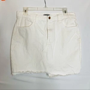 Forever 21 Women's White Denim Jean Mini Skirt Size 29 / Waist 32" Raw Hem - Picture 1 of 4