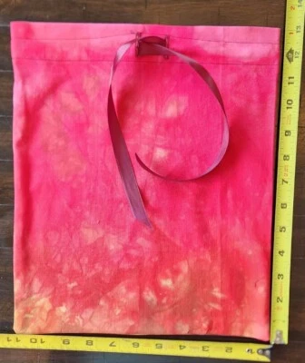 Bolso Pequeño - Tela Teñida Rosa Hecho a Mano Tela Cordón BOLSO DE REGALO 11 pulgadas x 12 pulgadas Foto 1 de 2