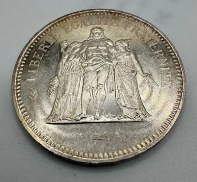 Moneda grande de 50 francos de plata Hércules 1977 Francia (como prueba) Foto 1 de 2