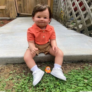 28'' Finished Reborn Baby Doll Toddler Boy Short Hair Cloth Body Handmade Gift - Picture 1 of 6