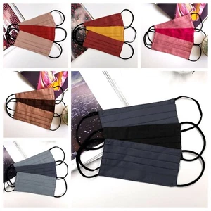 2 for 1 Cotton Face Mask Reusable Satin Fabric Washable Breathable Two sided - Picture 1 of 8