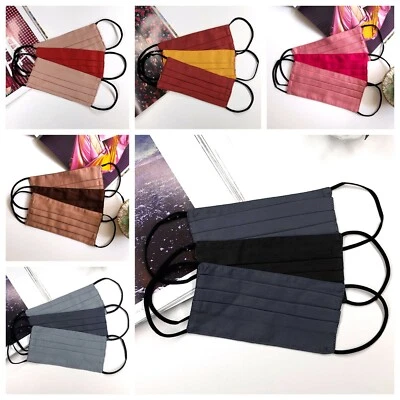 2 for 1 Cotton Face Mask Reusable Satin Fabric Washable Breathable Two sided - Image 1 of 2