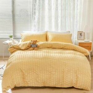 2/3Pcs Bedding Set Seersucker Fabric Duvet Cover Pillowcase Twin Queen King Size