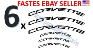 6 x Corvette C7 (INSPIRED) Caliper Decal Black Sticker - Heat Resist -Ships FAST - Picture 1 of 4