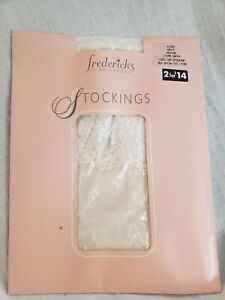 Fredericks Of Hollywood 1595 White M Lycra sheer Lace Top stockings