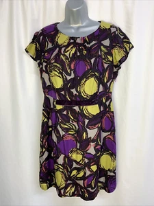 Boden silk Dress Martha Purple Green Floral Short Sleeve Size UK14 summer E1619 - Picture 1 of 11