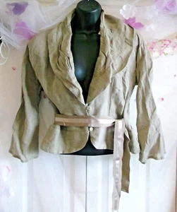 Luis Civit designer linen, steampunk bustle jacket. ivory, belt, NWT size 12 - Picture 1 of 12