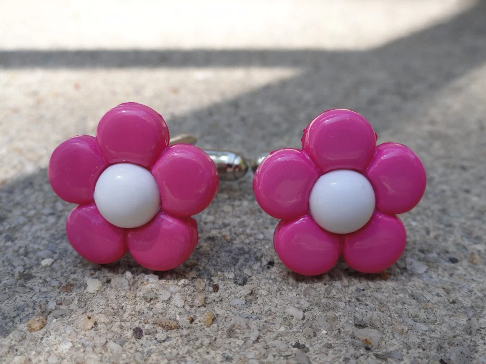 Gemelos de flores rosadas y azules--Coloridos artísticos hechos a mano geniales ecológicos veganos Foto 1 de 1