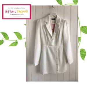 Ladies Missy Empire White Tuxedo Dress Size 6 BNWT - Picture 1 of 3