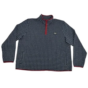 L.L. Bean Sweater Men's XXXL Reg Blue Nautical Navy Birdeye 1/4 Snap Pullover - Picture 1 of 10