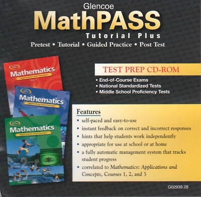 Glencoe MathPass Tutorial Plus Courses 1 to 3 for OS 7.1 & Win 98/3.1 : VG - Image 1 of 3