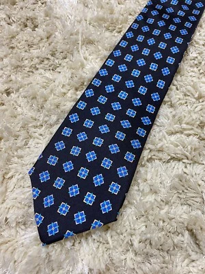 Corbata Tom James Imagen Corporativa Negro Azul 100% Seda Foto 1 de 4