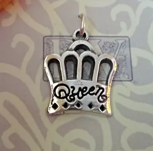 Sterling Silber 17x15mm Heimkehr sagt Königin auf einer Krone Charm - Bild 1 von 2