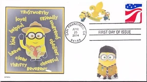 BOY SCOUT LAW - BE PREPARED - BSA MINION - MINIONS FDC- DWc CACHET - Picture 1 of 1